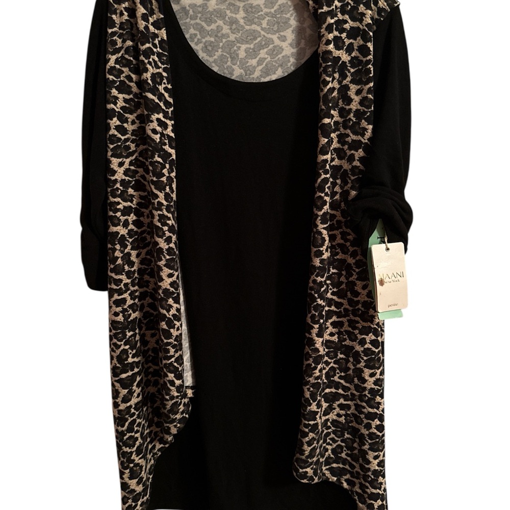 Haani Black and Animal Print Top